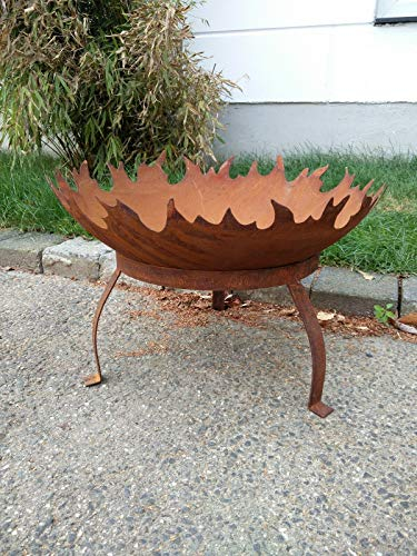 Zen Man Edelrost Garten Feuerschale Garten Schale mit Staender Pflanzenschale Rost Metall Gardendeko 50cm 1.8mm T=12.5cm Handarbeit