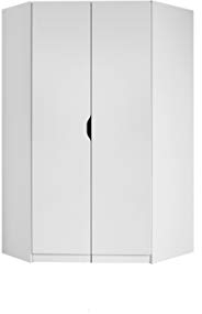 Rauch Möbel Alvara Eckschrank Kleiderschrank Schrank in Weiß 2-türig inklusive Zubehörpaket Basic 2 Kleiderstangen, 5 Einlegeböden BxHxT 117x197x104 cm
