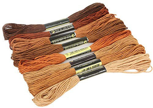 shyymaoyi Filo A Punto Croce, Filo per Ricamo in Cotone da 8 Pezzi, Filo da Cucito Artigianale Fai-da-Te Marrone