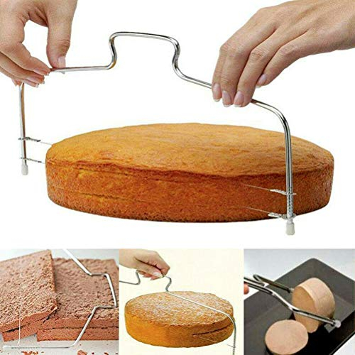 RetroFun Coupe-gâteau Professionnel réglable Double niveleur de Fil de Coupe trancheuse à gâteau en Acier Inoxydable Outils de pâtisserie de Cuisson pour la Maison Cuisine Accessoires de Fabrication