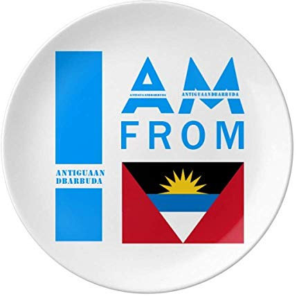 Plato decorativo de porcelana con texto en inglés I Am From Antigua And Barbuda