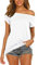 Lalala Off Shoulder Tops for Women Short Sleeve Summer Trendy Clothes Pink L