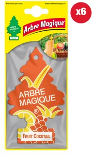 Arbre Magique Mono, parfum fruit, cocktail, parfum sport, parfum intense et structuré, durée jusqu'à 7 semaines, fabriqué en Italie, lot de 6 pièces