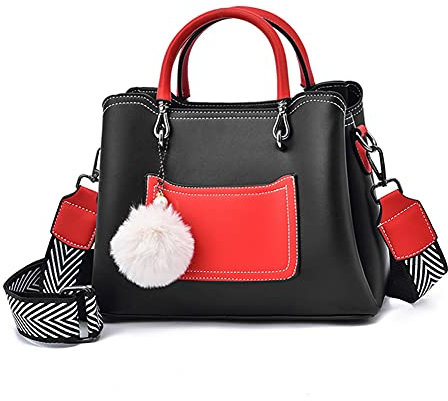 BUKESIYI Damen Tasche Umhängetasche Handtasche Frauen Klein Schultertasche Weekender Lack PU Leder CCDE77298 Schwarz
