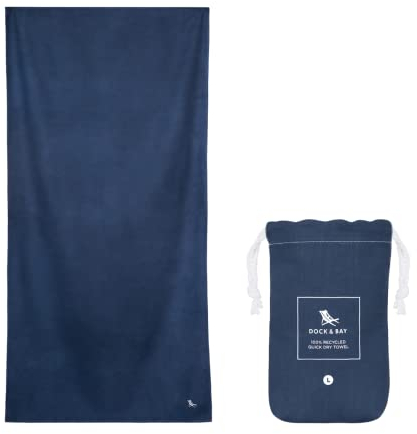 Dock & Bay Strandhandtuch - Schnell trocknende Mikrofaser, ohne Sand - Kompakt, Leicht - 100% recycelt - Inklusive Beutel - Essential - Deep Sea Navy - Extra Large (200x90cm, 78x35)