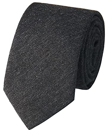 HOULIFE Slim Herren Krawatten - Solide Herren Krawatte, Krawatten für Herren aus Baumwolle, Skinny Krawatten zur Hochzeitsfeier, Party (Dunkelgrau)