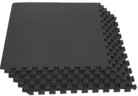 Tapis de Sport de Sol Salle de Fitness, Dalles en Mousse EVA sans BPA, Tapis de Protection de Sol 60 x 60 x 1 cm, Tapis de Protection Antidérapant pour Matériel Gym, Chambre (60cm-Noir A,6PCS)