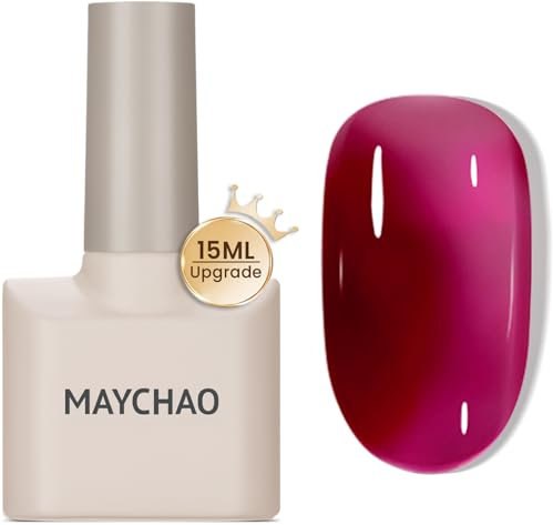 MAYCHAO Jelly Gel Nail Polish -15ML Bordeaux Jelly Gel Polish Soak Off UV LED Nude Nail Polish for DIY Manicure Home Salon Nail Art