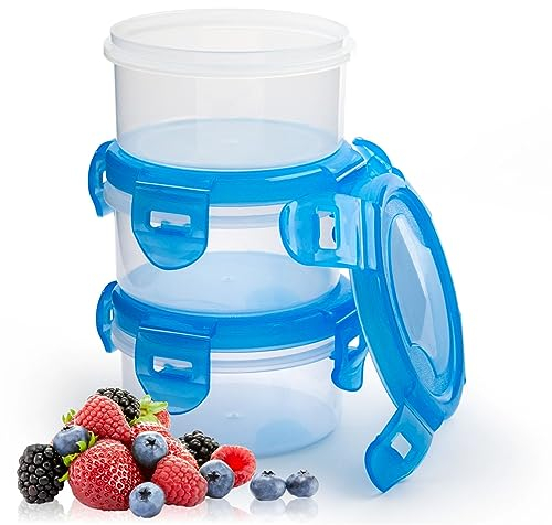 Food Storage around Containers Small Airtight Plastic Clip Lock Tubs BPA Free Takeaway Container With Lids Stackable Round Bowls With Leak Proof Locking Lid Reusable Freezer Pots Kitchen 100ml (3)