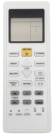 Souldershop Telecomando universale di ricambio compatibile per condizionatore d'aria Panasonic A75C03420 A75C00370 A75C00510 A75C01990 A75C12670 (solo display in Celsius, non può cambiare in
