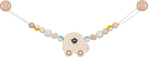 goki baby 65340 - Kinderwagenkette aus Holz – Made in Germany, Blau, Jungen, Fördert Greifreflex und Motorik, mit Klingel, Kugeln und Würfel, ab der Geburt
