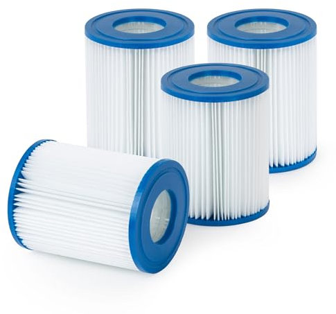 SPLASH! Pool Pump Filter Cartridges - Available in Size 1 and Size 2, Fits 300 Gal/H and 530 Gal/H Pumps, Durable PET Material, Easy to Clean and Reuse, REACH Certified (530 Gal/H Pack of 4)