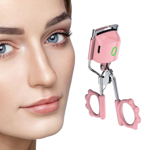 Pinkiou Wimpernzange Beheizbar,Beheizte Wimpernzange Elektrisch mit einstellbarer Temperatur, Wimpernformer Elektrische mit USB,Wimpern 5s-10s Schnellheizung Lang Anhaltende Haltbarkeit