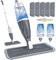 Spray Mop for Cleaning Floors - Microfibre Kitchen Mops for Flat Dry Wet Hard Wooden Floor Laminate Vinyl Tile, Floor Mop with 5 Washable Pads 2Pcs 550ml Refillable Bottle 1 Scraper (Grey)