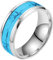 Wycian Eheringe Vintage, Ring Schmuck Silber Einfach Titanstahl Größe 65 (20.7) Nachtleuchtendes Elektrokardiogramm, Breit, 8 mm Gravur für Damen Jahrestag