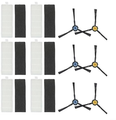 Paquete de 6 filtros y cepillo lateral de repuesto para robot aspirador Silvercrest SSRA, garantiza una limpieza profunda y aire
