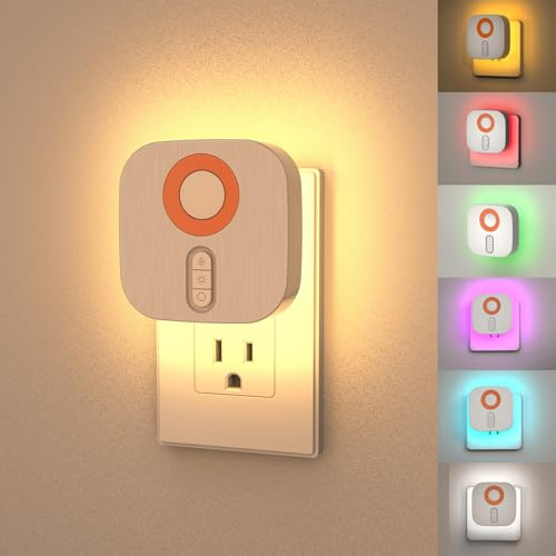AVEKI Nachtlicht Steckdose mit Bewegungssensor und Lichtsensor, 7 Lichtfarben LED Sensor Nachtlicht Kinder Baby, 3 Stufen Dimmbar Stilllicht Nachtlampe für Kinderzimmer, Schlafzimmer, Flur (4er Pack)