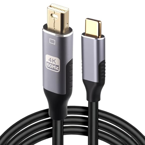 Kioylmo Cable USB-C a Mini DisplayPort, DP 4K/60Hz, Full HD, Plug & Play, HDR dinámico, Adaptador Unidireccional, USB Tipo C a Mini Displayport de 1,8m, Cable de Monitor Macho para MacBook, iPad Pro