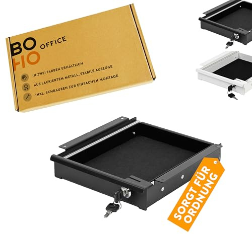boho office® Schreibtisch Schublade Auszug Organizer | Ordino - Schwarz, 24,8 cm breit - abschließbar, inkl. Utensiloschale & Filz, für Büro & Home-Office
