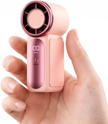 Morelax Mini ventilatore portatile a 6 velocità, flusso d'aria turbo da 16920 giri/min, ricaricabile tramite USB, con display a LED, per viaggi, attività all'aperto, trucco e ufficio