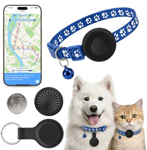 Collare GPS Gatto, GPS per Cani Compatibile con iOS e Android, Nessun Abbonamento, Impermeabile IP67, Tracciamento Globale, Riproduzione Percorso 7 Giorni, Batteria Sostituibile, Adatto a Cani/Gatti