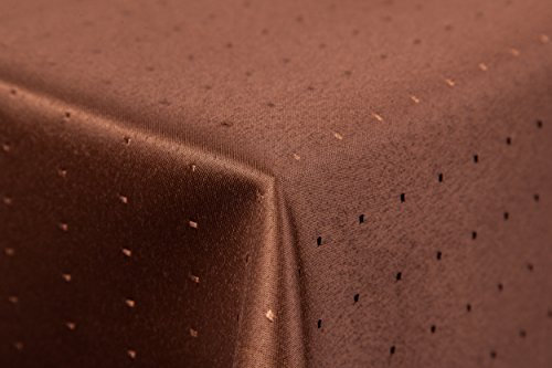 Punkte Damast Tischdecke eckig 135x200 von First-Tex *Dunkelbraun*