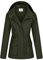 WenVen Giacca Militare Slim Fit in Cotone Giubbotto Casual con Zip Antivento Cappotto Leggera Autunnale Giacchetta Carga Classica Donna Verde Militare XL