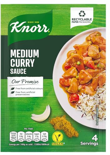 Knorr Mélange de sauce au curry moyen (5 paquets de 47 g)