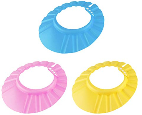 SUPVOX 3pcs Baby Shampoo Duschhaube Badekappe Einstellbare Kopfhaube Augenschutz für Kinder Baby Bade Dusch