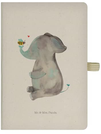 Mr. & Mrs. Panda DIN A5 Baumwoll Notizbuch Elefant & Biene - Geschenk, Liebesgeschenk, Notizheft, gute Laune, süße Tiermotive, Schreibheft, Schreibbuch, Hochzeitsgeschenk, Tagebuch, Liebesspruch