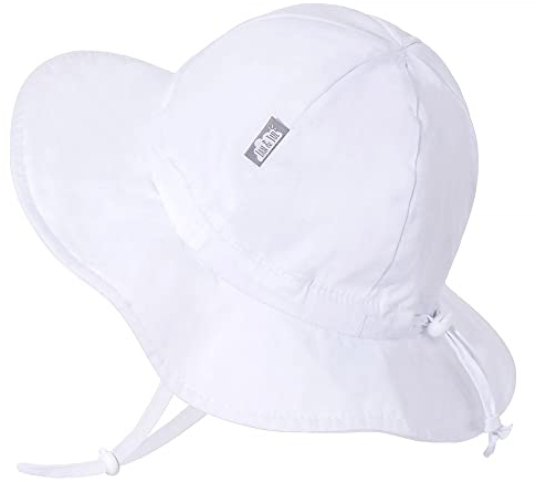 Jan & Jul Verstellbarer Baby Sonnenhut, Atmungsaktive Baumwolle (M: 6-24 Monate, Weiß)