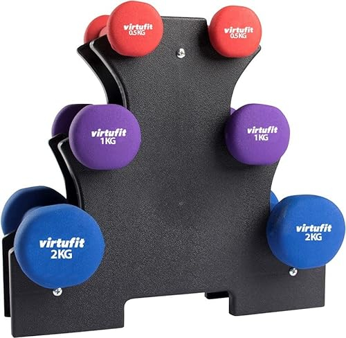 Kurzhanteln Set - VirtuFit Hantelset mit Ständer - Kurzhantel Rack - 7 KG - 6 Hanteln - Gewichte für Frauen und Fitness