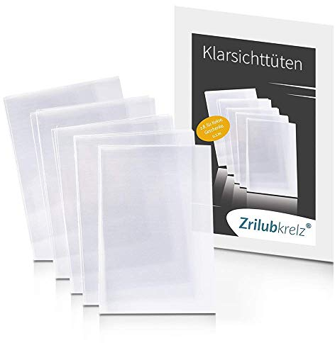 Zrilubkrelz® 100 Klarsichttüten 8 x 11 cm Hochtransparent | Kleine Tüten für bonbons Süssigkeiten Geschenktüten durchsichtig flachbeutel transparent Klarsichtbeutel klein s Cellophantüten klar