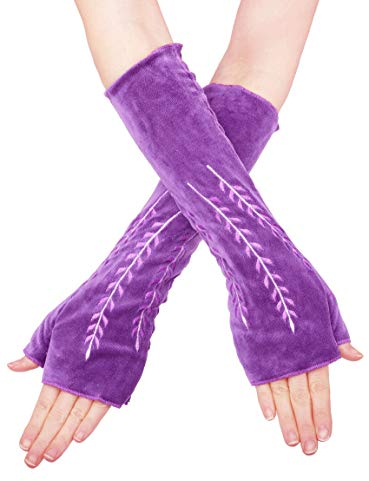 PUREWONDER Damen Armstulpen Samt Handstulpen Design Nr. 14 Farbe Lila