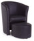 Totò Piccinni Poltrona Salotto Design a Pozzetto Imbottita (Ecopelle Nero, con Pouf Estraibile)