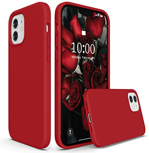 SURPHY Hülle Kompatibel mit iPhone 12 Hülle Silikon, iPhone 12 Pro Handyhülle Silikon 6,1 Zoll, Silikon Handyhülle für iPhone 12/iPhone 12 Pro 6,1 Zoll Silikon Schutzhülle, Rot
