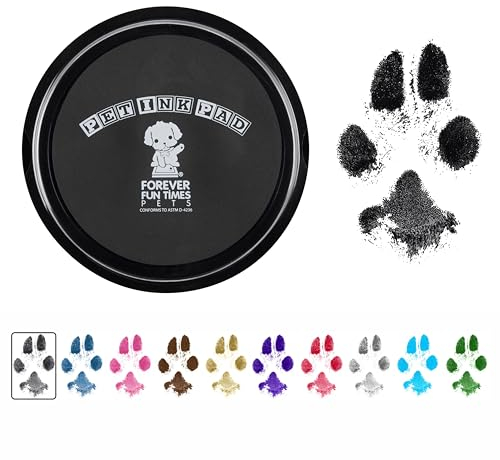 Forever Fun Times Leicht zu reinigendes Pfotenabdruck-Set | Erhalten Sie Hunderte von Abdrücken aus einem kostengünstigen Pfotenabdruck-Set | 100% sicher und haustierfreundlich (Schwarz (Big).)