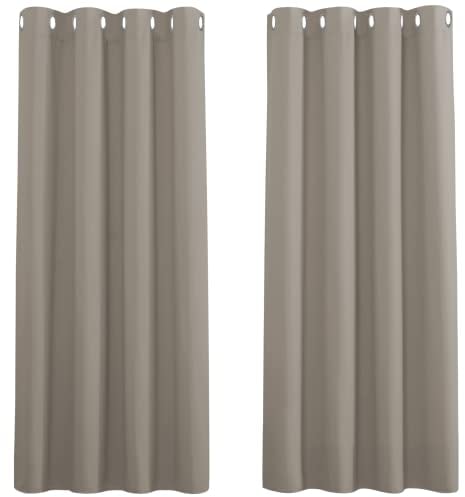 PONY DANCE Wohnzimmer Vorhänge Hitzeschutz & Wärmeisolierend Verdunkelungsvorhang 2er Set Gardinen Blickdicht Thermogardine mit Ösen, H 175 x B 140 cm, Sandfarben