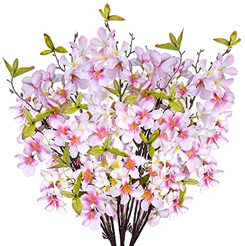 Grand Verde Künstliche Apfelblüten-Baumzweige, 83.8 cm langer Stiel, Seidenblumen, Kunststrauß für hohe Bodenvase, Innendekoration, Außenbereich, Garten, Hochzeit, Dekoration, 3 Stück (Rosa-Weiß)