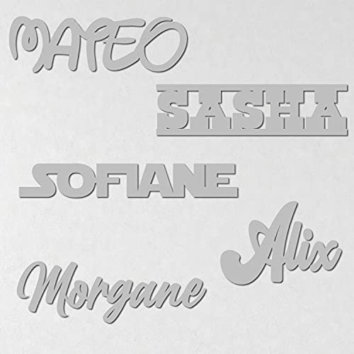 Prénom Pour Porte De Chambre D'Enfant Personnalisable - Nom D'Enfant À Personnaliser - Plaque PVC Avec Lettres Découpées - 17 couleurs disponibles (Gris Mat)