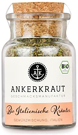 Ankerkraut BIO Italienische Kräuter, Urlaubsflair zum Streuen, 20g im Korkenglas, mediterrane Küche Pizza Pasta Salat Würze zum Kochen, Universal-Gewürz