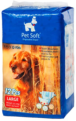 Pet Soft Einweg-Hundewindeln für Hündinnen 36 Stück, Hochsaugfähige Katzen Hunde Windeln für Hündinnen Inkontinenz, Läufigkeit, Harnwege(L, 36)