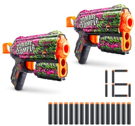 X-Shot Skins Flux, Zombie Stomper, Schaumstoffdart-Blaster (2er Pack, 16 Darts)