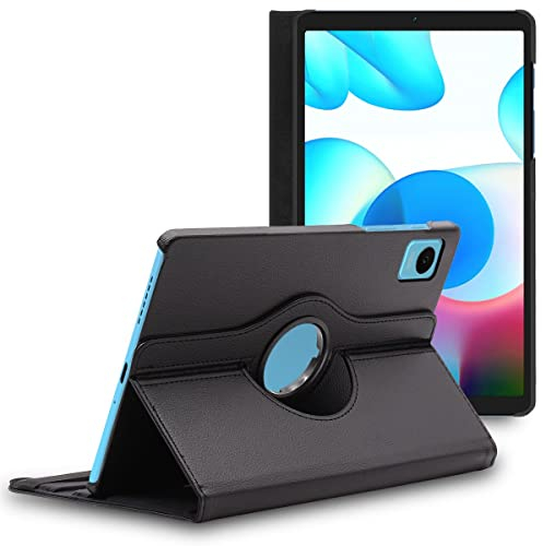 ebestStar - Hülle für Realme Pad mini 8.7 (2022), Drehbar Schutzhülle, PU-Lederhülle, Rotierende Ständer Etui, Rotating Case Cover, Schwarz