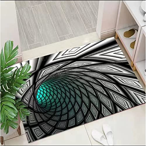 SAXTZDS 3D Teppich Optische TäUschung Kein Bodenloch Illusion Teppich Illusion Schwarzes Loch Karierter Teppich Pflegeleicht Zimmer Schlafzimmer Rutschfester Bodenmattenbereich