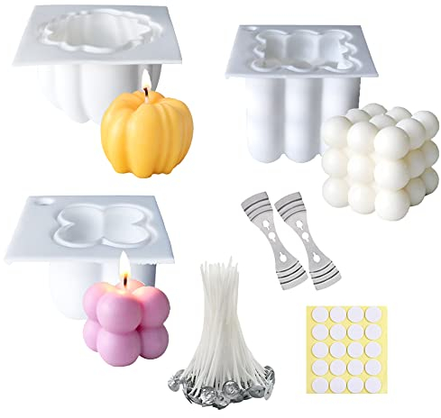 Zasiene candle making kit 3 Stück Silikonform Kerzen Gießen kerzengießformen set Kerze Silikonform Hausgemachte Seife Machen Form Kerzenform zum gießen DIY Silikon Kerzenwachs Formen