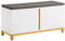 SoBuy Schuhbank mit Sitzfläche Garderobenbank Sitzbank mit Stauraum Dielenbank Schuhtruhe Sitzkommode schuhregal mit sitzbank Sitzbank schmal BHT ca.: 90x46x34cm, Holzwerkstoff, Weiß FSR117-W