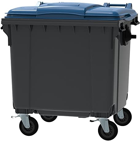 ESE Poubelle Conteneur à déchets 1100L + Couvercle bleu