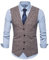 Youllyuu Gilet de costume à carreaux pour homme - Grande taille - Veste sans manches européenne et américaine, café, M