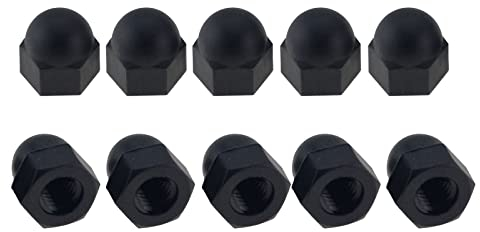 M16 Hutmuttern, 10 Stück schwarze Nylon-Eichelkopf-Sechskantmuttern, Gewindebolzenkappen, Muttern, Schutzabdeckungen für Schrauben, Schrauben
